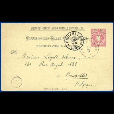 Österreich 1890, K1 KALKSBURG (Nö.) auf 5 Kr. Ganzsache n. Belgien. #S256