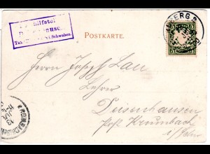 Bayern 1900, Posthilfstelle DEISENHAUSEN Taxe Krumbach auf Karte m. 5 Pf.