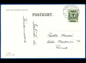 Dänemark 1926, 7 öre-Provisorium auf Auslandskarte n. Italien (Facit 2000).#S177