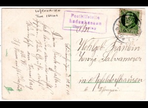 Bayern 1916, Posthilfstelle LUDENHAUSEN Taxe Issing (Typ 2) auf AK m. 5 Pf.