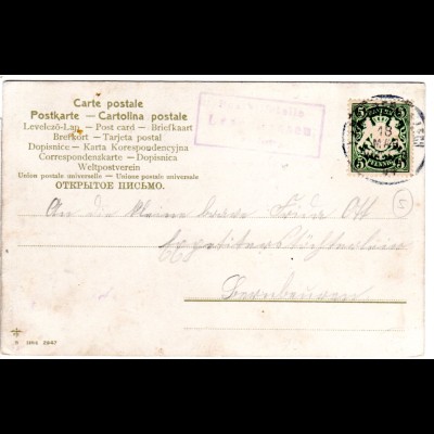 Bayern 1904, Posthilfstelle LUDENHAUSEN Taxe Issing (Typ 1) auf AK m. 5 Pf.