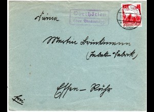 DR 1936, Landpost Stpl. OBERHÖRLEN über Biedenkopf auf Brief m. 12 Pf.