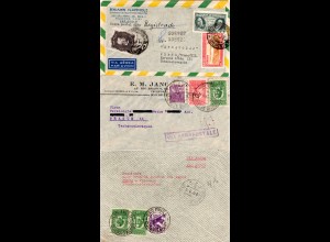 Brasilien, 3 Luftpost Briefe i.d. Tschechoslowakei, 1mal per Einschreiben.