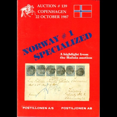 Norwegen Nr. 1, Spezialkatalog Postiljonen Auktion #139 v. 1987 m. Ergebnissen
