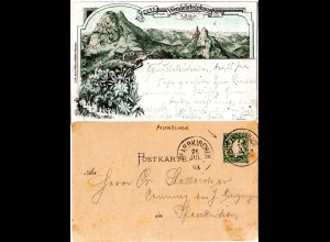 Bayern 1893, Postablage-K1 WENDELSTEINHAUS auf Vorläufer Litho-AK m. 5 Pf.
