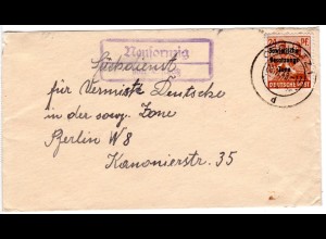 SBZ 1948, Landpost Stempel NEUSORNZIG über Oschatz auf Brief m. 24 Pf.