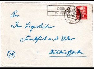 SBZ 1949, Landpost Stempel DOESITZ über Oschatz auf Brief m. 24 Pf.