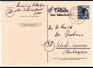 1947, Landpost Stempel UELLNITZ über Schönebeck auf 12 Pf. Ganzsache