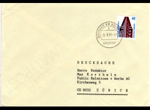 BRD 1989, 40 Pf. SONDERTARIF-Drucksache v. der Exclave BÜSINGEN i.d. Schweiz.