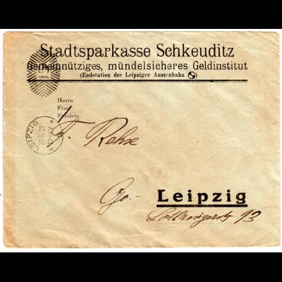 DR 1921, 15 Pf. Maschinen-Postfreistempel auf Drucksache v. Leipzig Schkeuditz