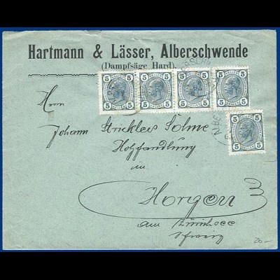 Österreich 1905, K1 ALBERSCHWENDE (V.) auf MeF Firmen Brief i.d. Schweiz. #S257