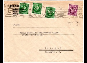 DR 1923, 100+3x300 Mk. m. Firmenlochung auf Brief v. Berlin