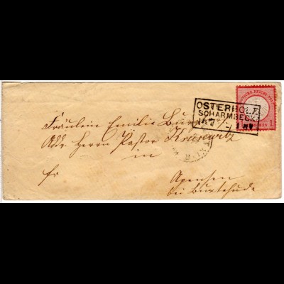 DR 1872, 1 Gr. kl. Brustschild auf Brief m. R3 OSTERHOLZ SCHARMBECK