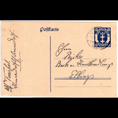 Danzig 1923, 40 Pf. Ganzsache m. Stpl. SIMONSDORF (Westpr.).