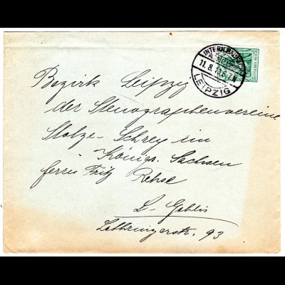 DR 1913, Sonderstpl. Internationale Ausstellung Leipzig auf Orts-Brief m. 5 Pf.