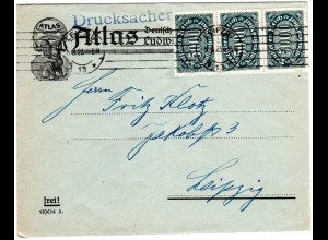 DR 1923, MeF 3x5000 Mk. auf Firmen Drucksache Orts-Brief v. Leipzig.