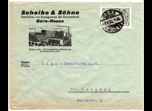 DR 1923, EF 20 Mia. auf illustriertem Firmen Brief v. Gera-Reuss