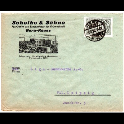 DR 1923, EF 20 Mia. auf illustriertem Firmen Brief v. Gera-Reuss