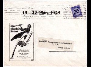 DR 1925, EF 20 Pf. auf illustriertem Firmen Brief v. Erfurt