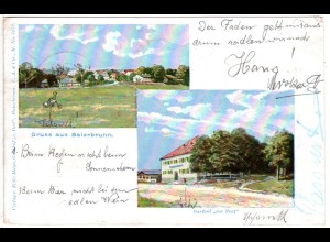 Gruss aus Baierbrunn m. Gasthaus zur Post, 1901 gebr. Farb-AK