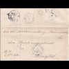 Bayern 1887, Brief m. 3 rücks. Stempeln v. Ichenhausen n. Scheinfeld. #2617