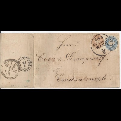 Österreich, Brief m. 10+15 Kreuzer v. Wien nach Constantinople. #S315