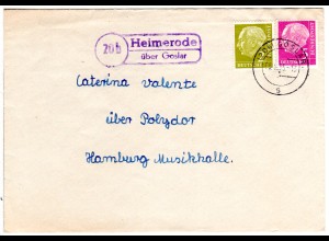 BRD 1955, Landpoststempel 20b HEIMERODE über Goslar auf Brief m. 2+5 Pf.