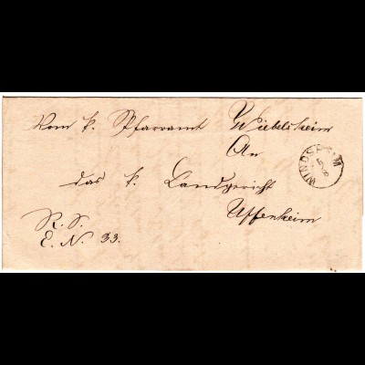 Bayern 1873, kl. Einkreiser WINDSHEIM (Typ 2 in schwarz) auf Brief n. Uffenheim