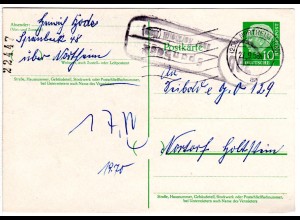 BRD 1958, Landpost Stpl. 20b SPANBECK über Northeim auf 10 Pf. Ganzsache