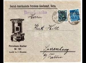DR 1923, 10+50 Mk. auf Drucksache Brief v. Berlin m. Abb. Pertoleum Kocher