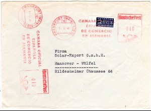 BRD 1948, Brief m. 2x Firmenfreistempel der Spanischen Handelskammer Frankfurt 
