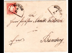 Bayern 1875, 3 Kr. WZ "weite Welle" auf Brief m. klarem HKS MAINLEUS