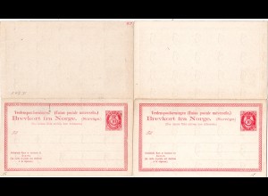 Norwegen P15, 2 ungebr. 10 öre Doppelkarten, 1x Variante "Punkt nach foreningen"