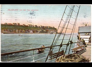 Helgoland, von der See aus gesehen, 1909 ab Hamburg gebr. Farb-AK