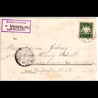 Bayern 1901, Posthilfstelle LISBERG Taxe Trabelsdorf auf Karte m. 5 Pf 