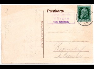 Bayern 1912, Posthilfstelle WÜRGAU Taxe Schesslitz auf Karte m. 5 Pf 