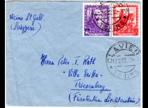 Italien 1939, 50+75 C. auf kl. Brief v. Claviere Torino n. Liechtenstein