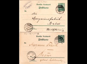 DR 1897/1900, 2 Karten v. Bredstedt u. Garding m. versch. BRÖNS Ankunftstempeln
