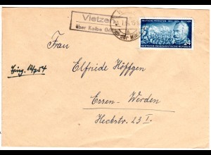 DDR 1954, Landpost Stpl. VIETZEN über Kalbe auf Brief m. 24 Pf.