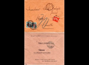 Frankreich 1911, 10 C. auf Firmen Brief v. Citers-Quers m. Schweiz Portomarken.
