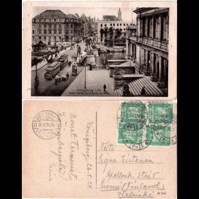 Königsberg, Aufgang zur Börse m. Trambahn u. Pferdefuhrwerk, 1924 gebr. sw-AK