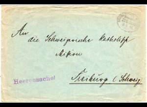 DR 1916, portofreier Heeressache Auslandsbrief m. Bahnpost Grossbothen-Wurzen