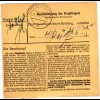 Luxemburg DR 1943, 5+40 Pf. auf Paketkarte v. Harlingen m. rs. Zustellgebühr-L2