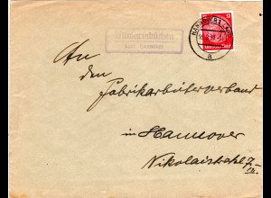 DR 1933, Landpoststempel ALTWARMBÜCHEN über Hannover auf Brief m. 12 Pf. 