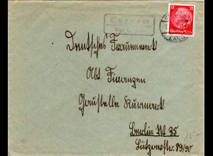 DR 1938, Landpost Stempel TURNOW über Cottbus auf NS Frauenschaft Brief m. 12 Pf