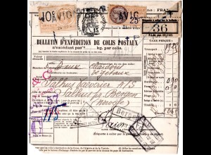 Frankreich 1927, 2 Fiskalmarken auf Paketkarte v. Avignon n. Bergen, Norwegen 