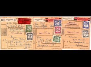 BRD 1962, 3 Schnellpaket-/Eilboten Wert Paketkarten v. Adelmannsfelden