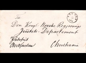 Norwegen 1878, klarer Stpl. TROMSÖ auf portfreiem Regierungs Brief