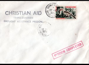 Niger 1973, 1 F auf Christian Aid Trans-Saharan Drought Assistance Mission Brief