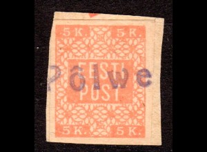 Estland, 5 Kop. 1918 auf Briefstück m. provisorischem Stempel Polwe